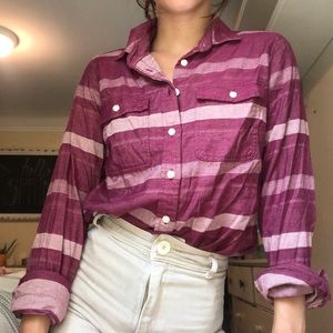 J. Crew pink striped button up shirt